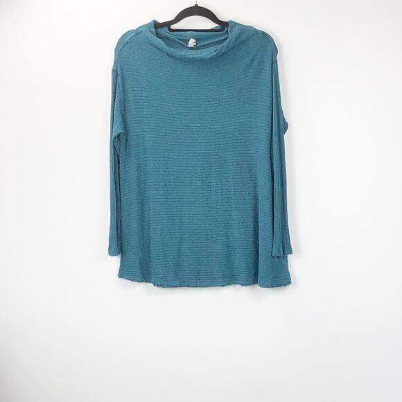 We the Free Free People Medium Womens Teal Lover Ribbed Slip Back Sweater Top - Picture 1 of 7
